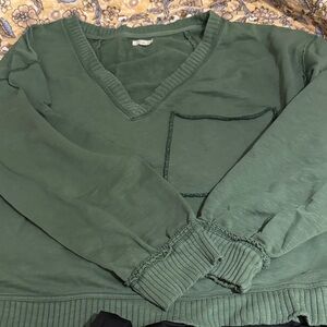 Pilcro Women's Green V-Neck Sweater